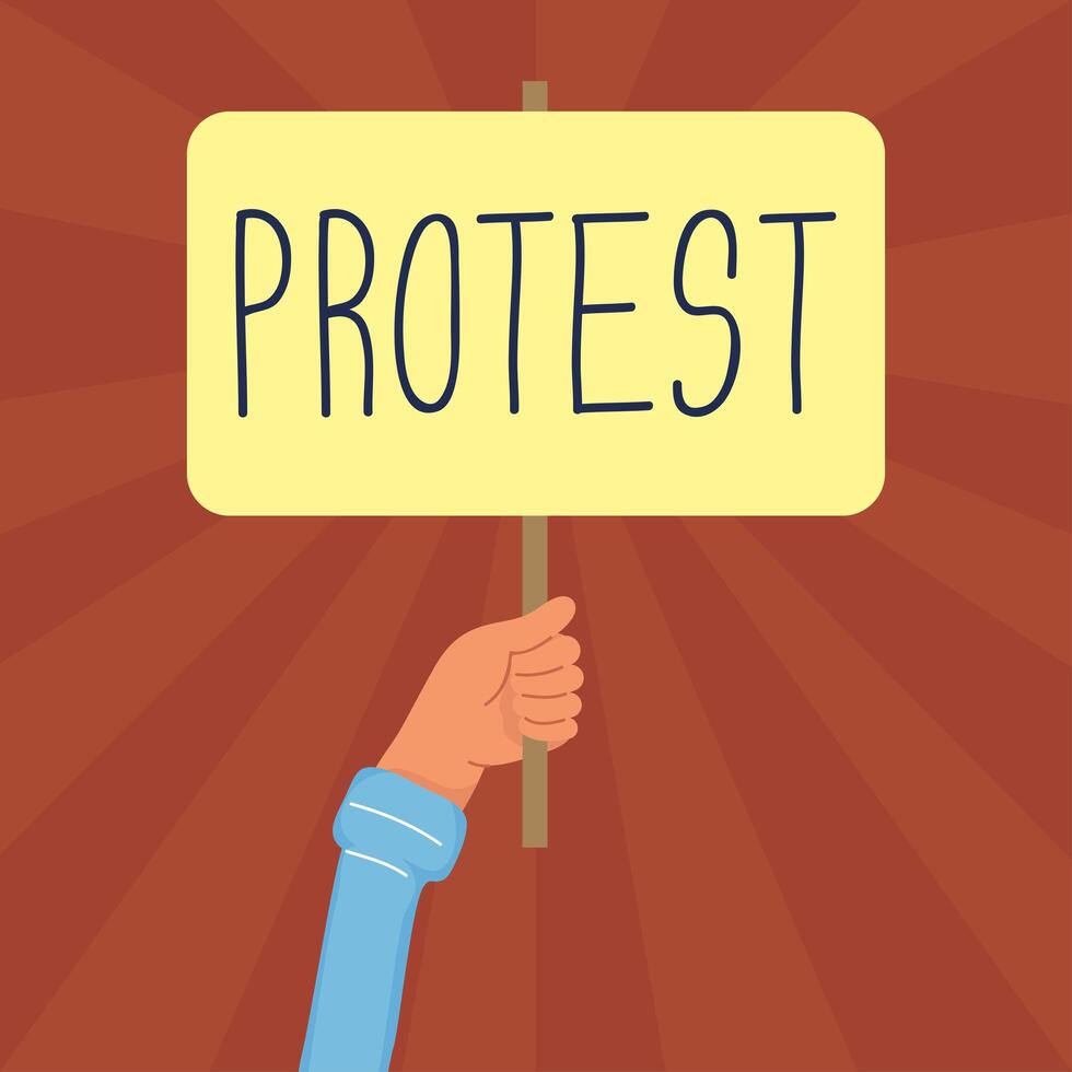 hand holding protest banner icon vector