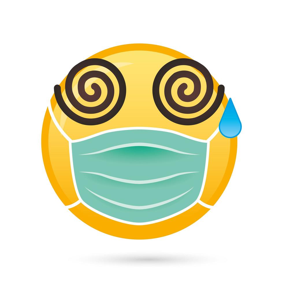 emoji cara máscara médica personaje divertido vector
