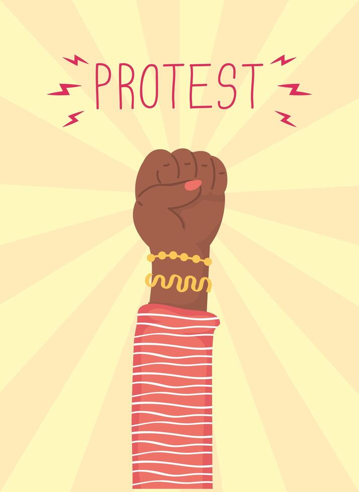 African hand in a fist protest icon vector