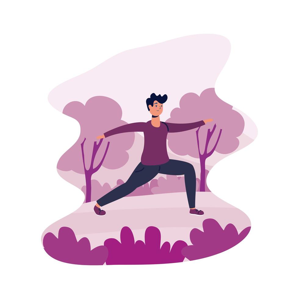 young man practicing exercise character vector