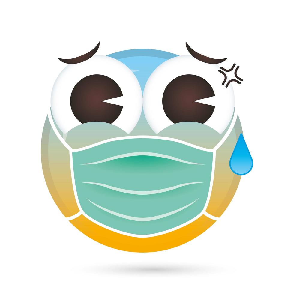 emoji cara máscara médica personaje divertido vector