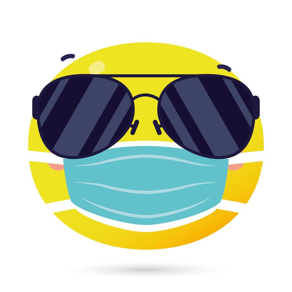 emoji face using medical mask funny character vector