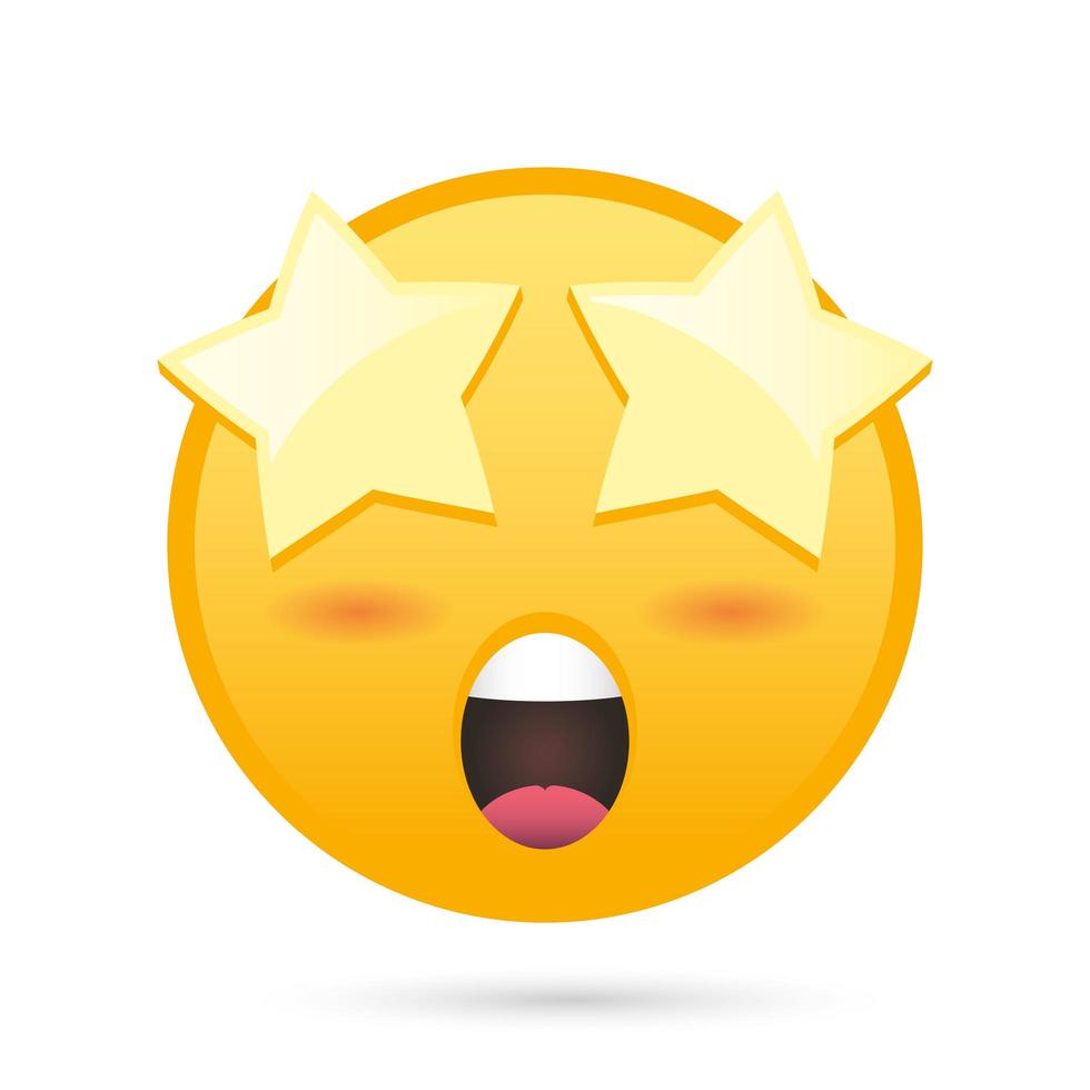 emoji face with stars eye funny character vector