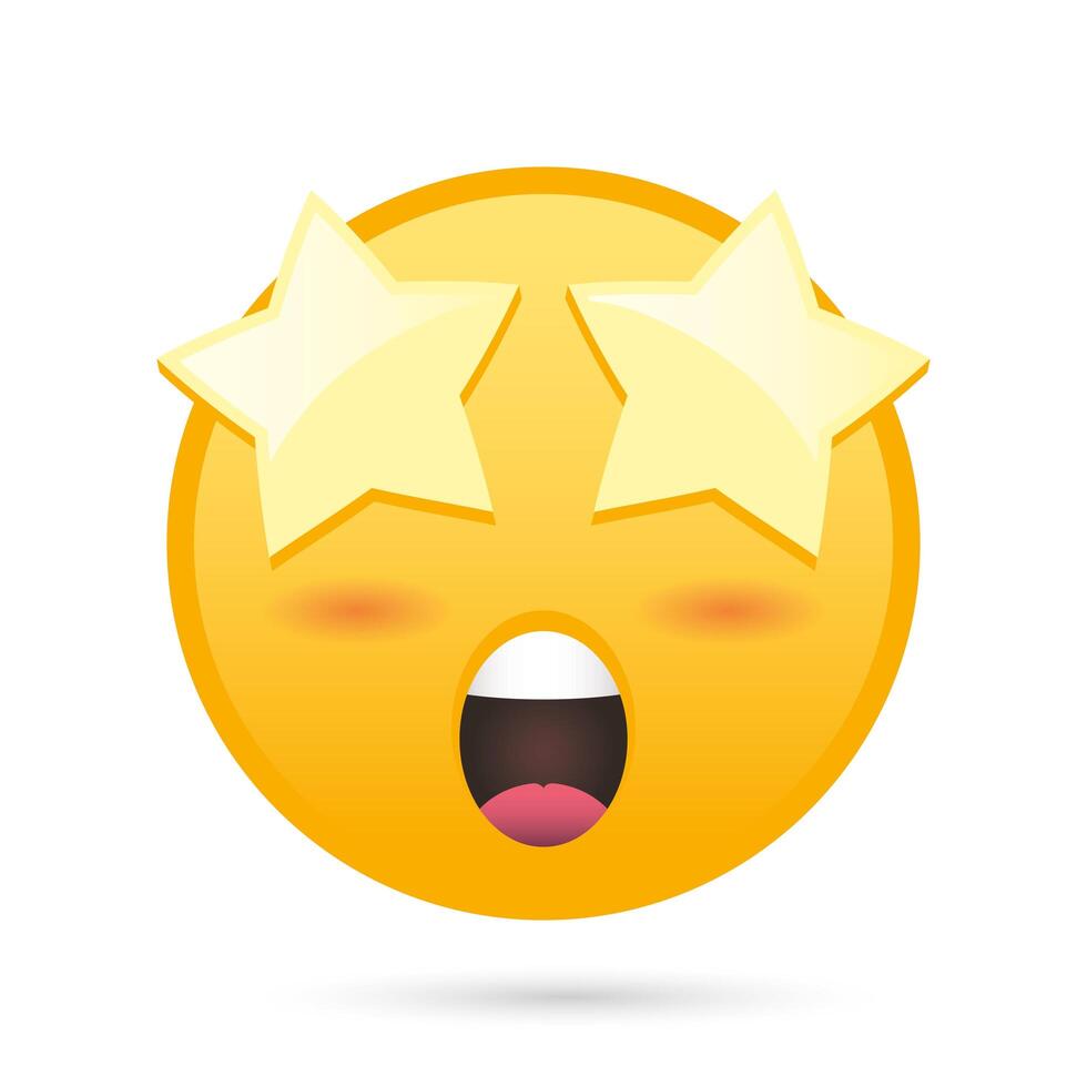 emoji face with stars eye funny character vector