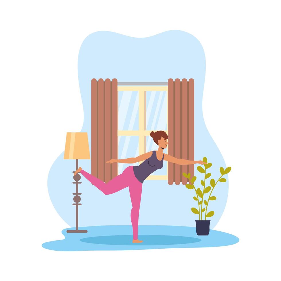 woman practicing exercise sport activity in the house vector