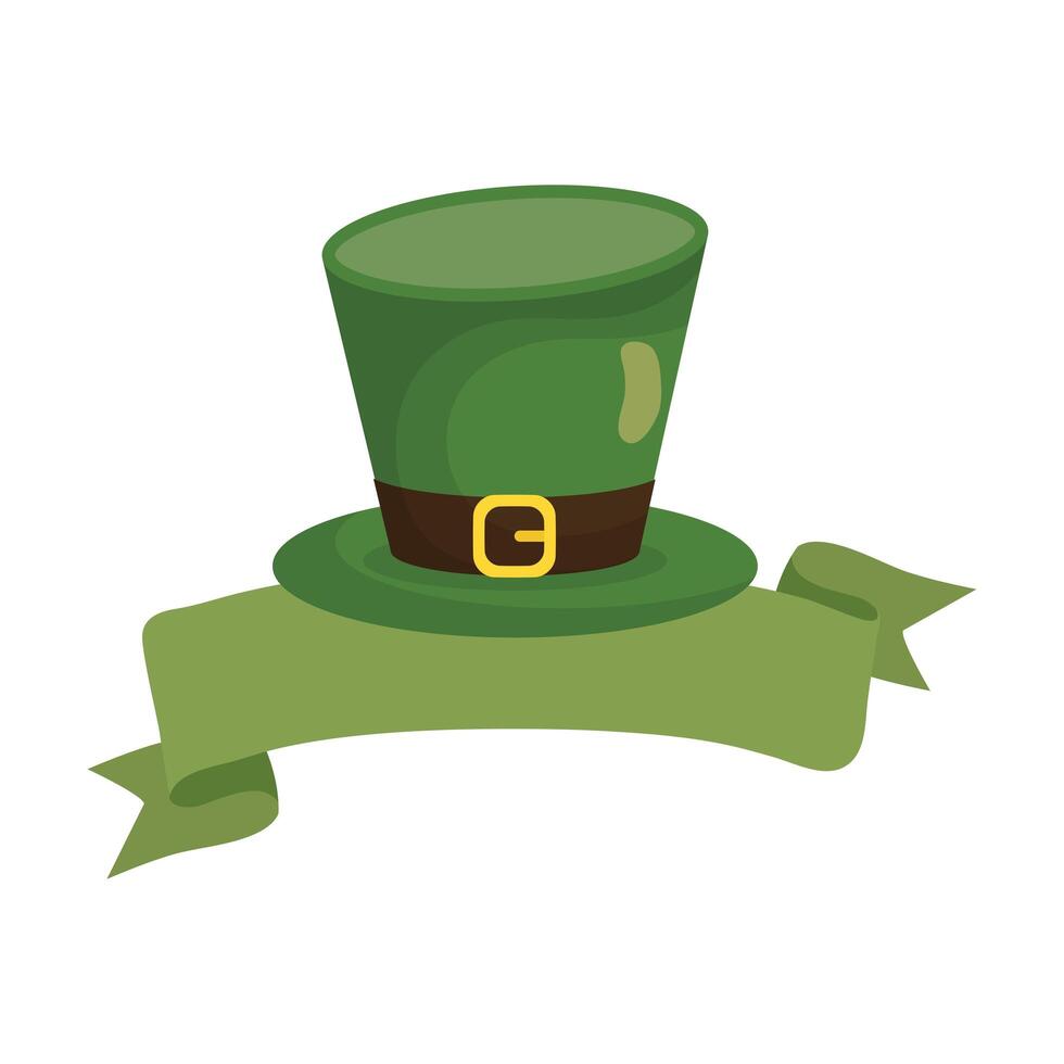 Saint Patrick leprechaun hat accessory and ribbon vector