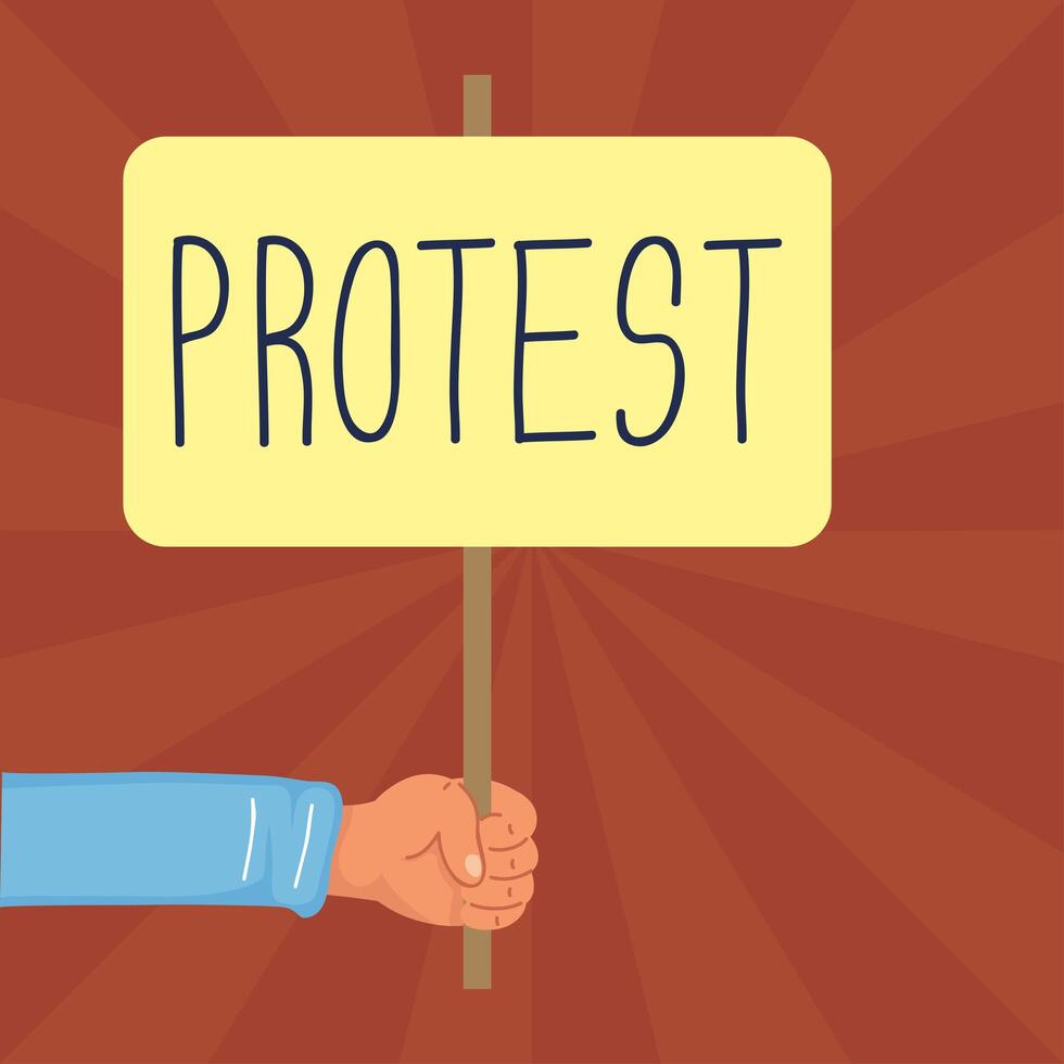hand holding protest banner icon vector