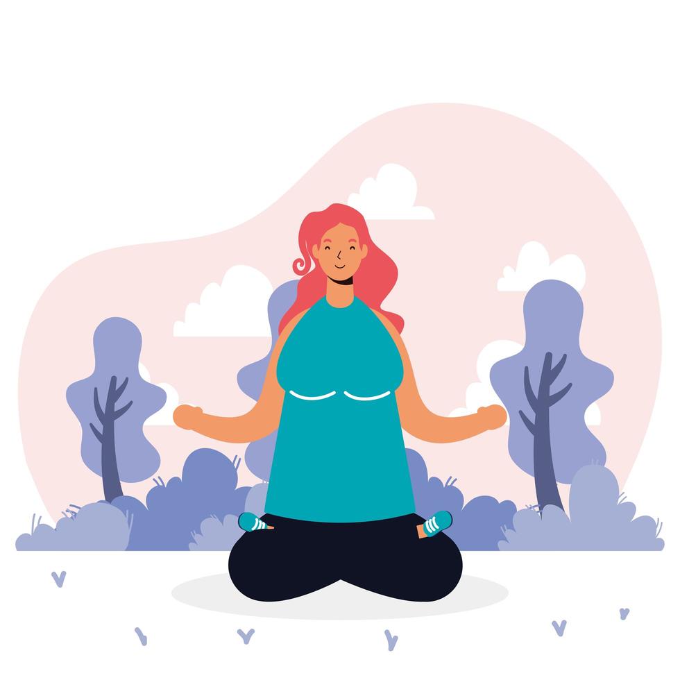 young woman practicing yoga avatar character vector