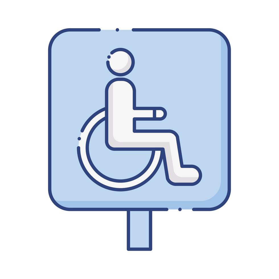 icono de estilo plano de tráfico de señal de discapacitados en silla de ruedas vector