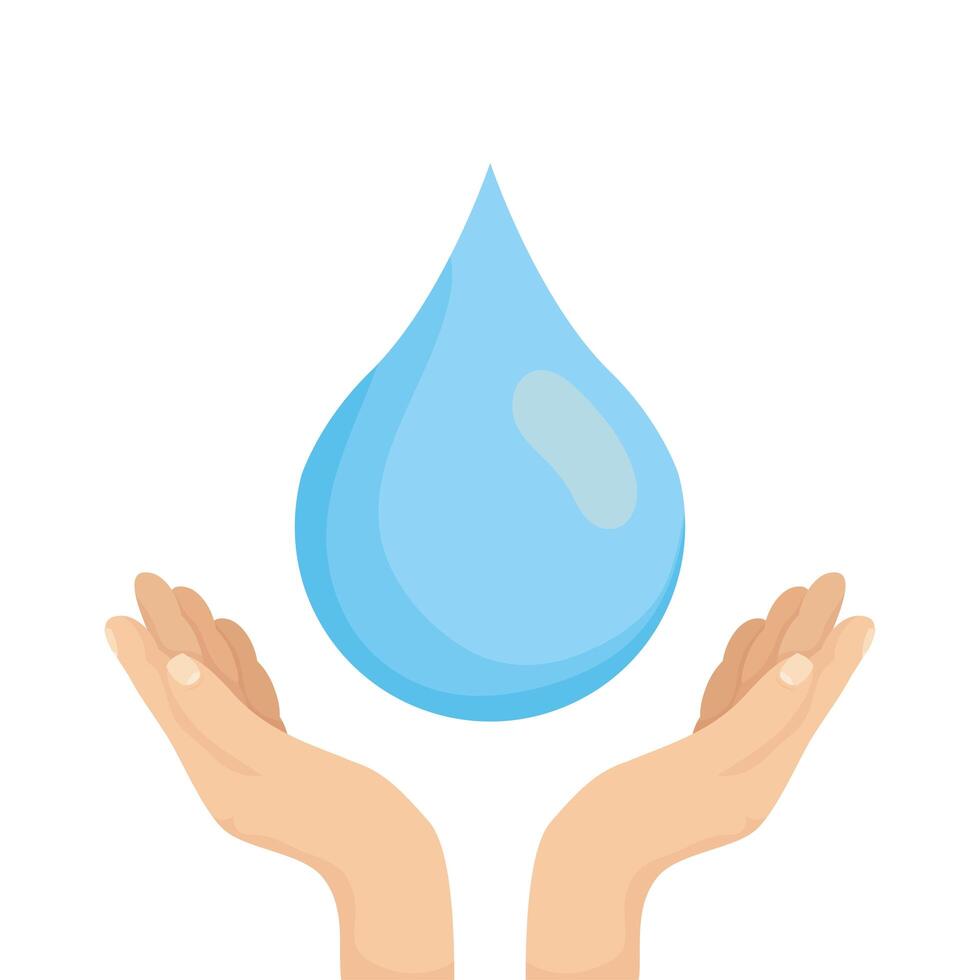 manos con gota de agua icono líquido vector