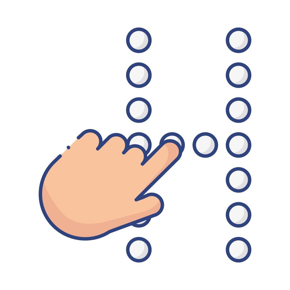 hand touching braille language flat style icon vector