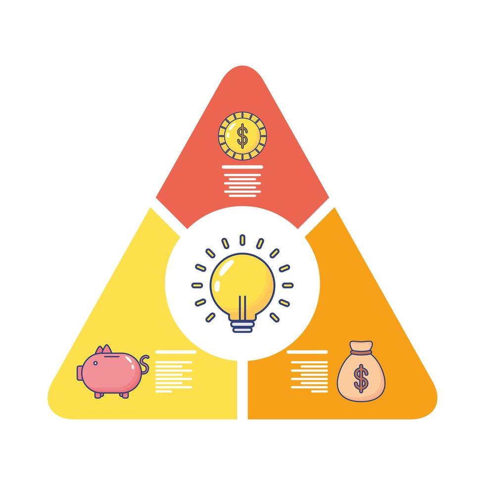 bulb in pyramid infographics statistics flat style icon vector