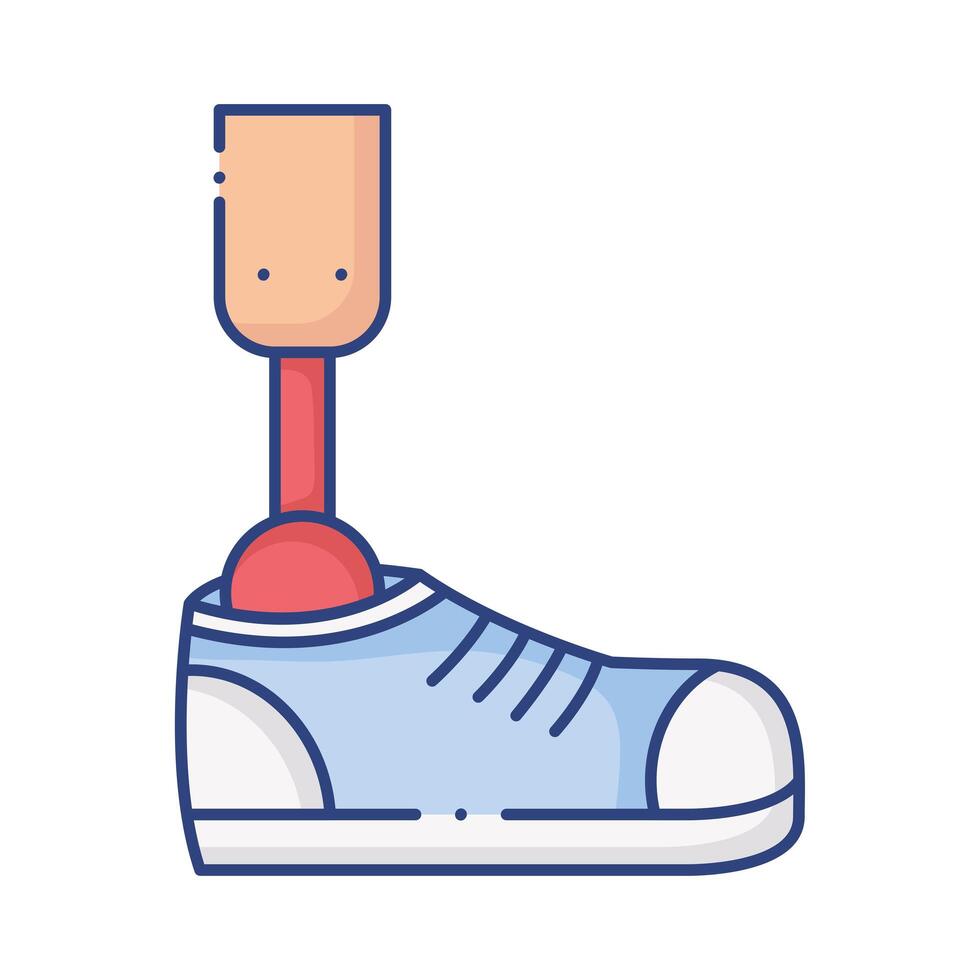 prótesis de pierna con icono de estilo plano de zapato vector