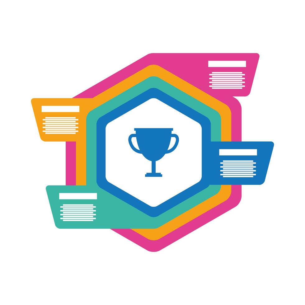 trophy cup with infographics statistics flat style icon vector