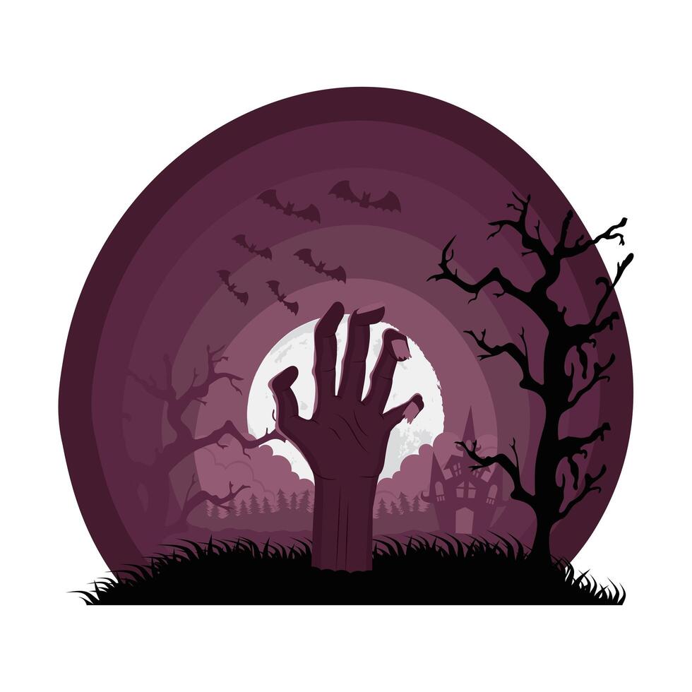 death hand coming out in dark scene vector