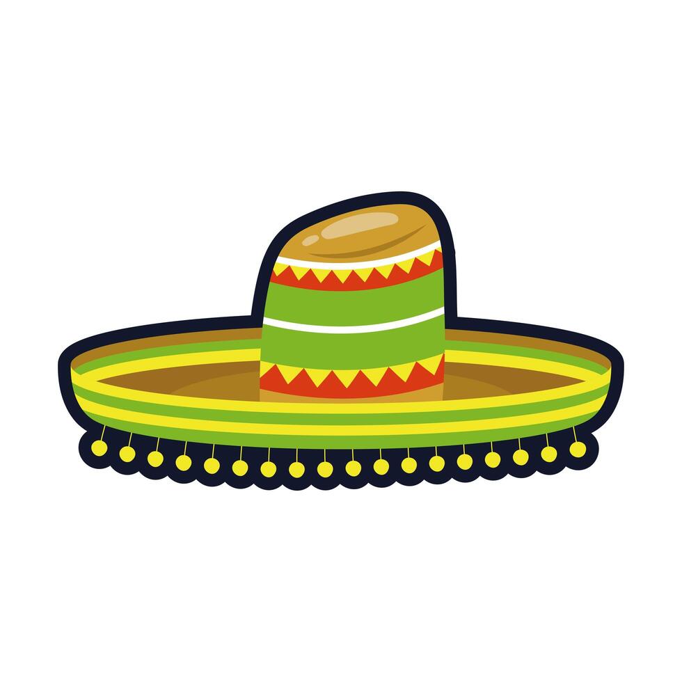 traditional Mexican hat flat style icon vector illustration design