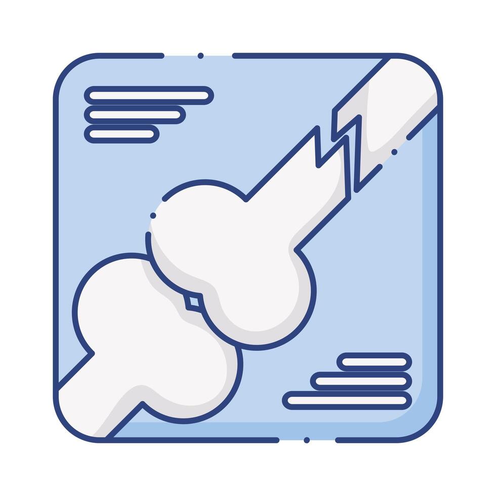 X-ray with bone broken flat style icon vector