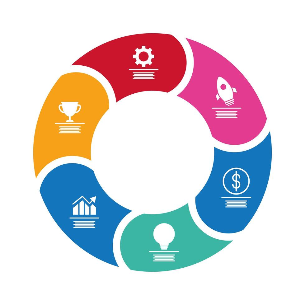 circular infographics statistics with financial flat style icons vector