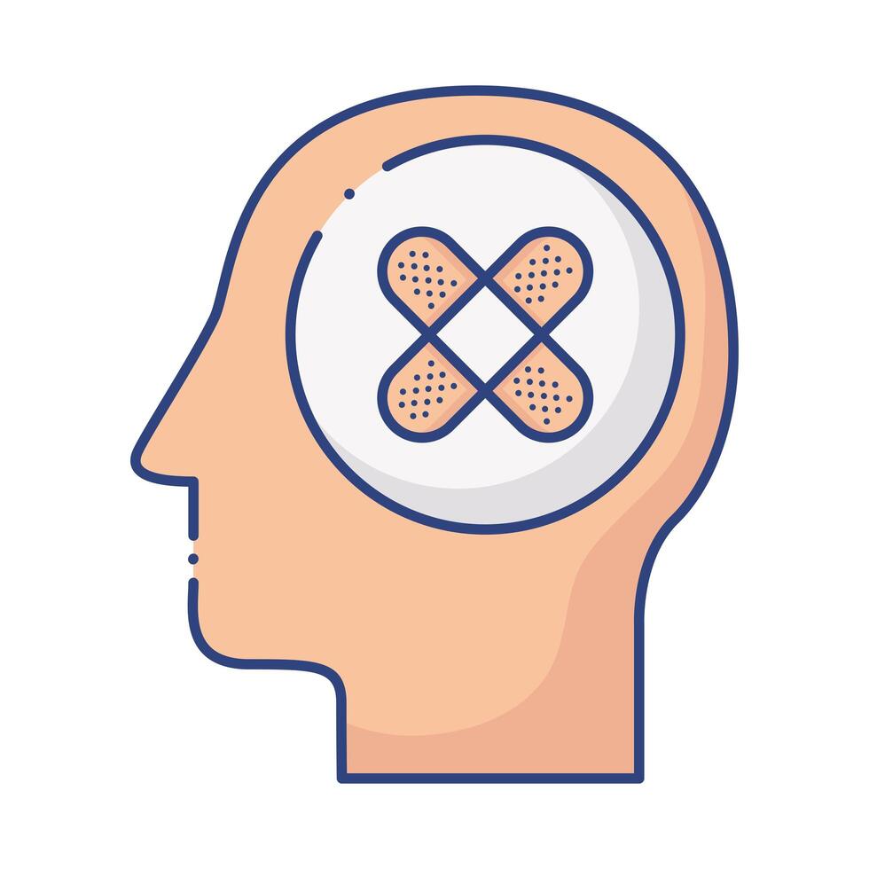 profile human with cure bandages flat style vector