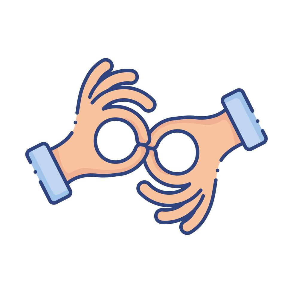 hands with sign language flat style icon vector