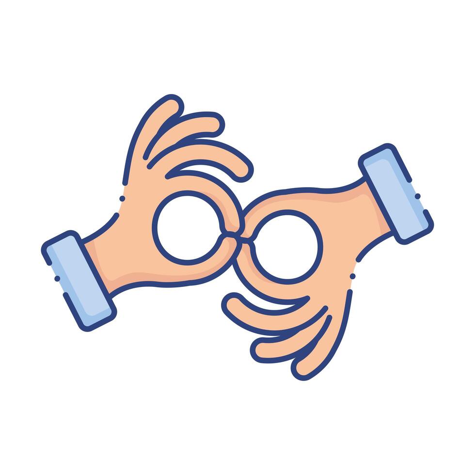 hands with sign language flat style icon vector