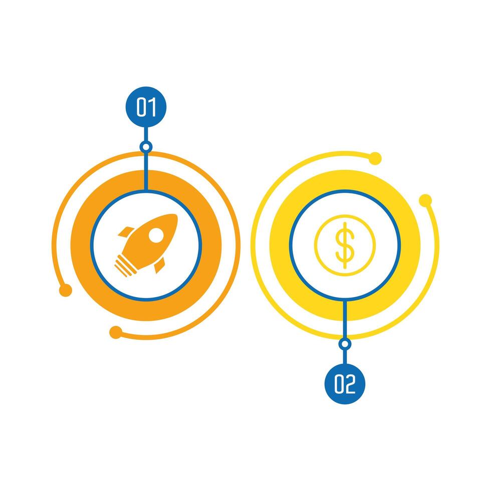 rocket and coin infographics statistics flat style icon vector