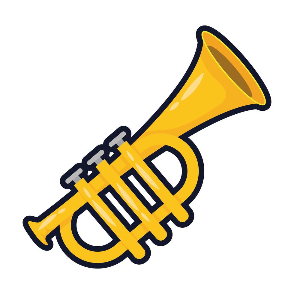 trumpet musical instrument flat style icon vector