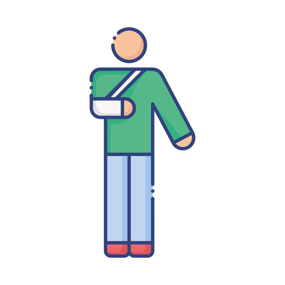 person with broken arm flat style icon vector