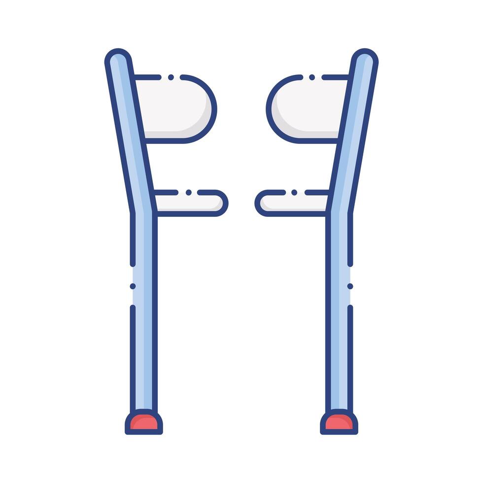 crutches disabled tool flat style icon vector