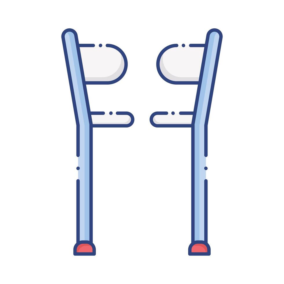 crutches disabled tool flat style icon vector