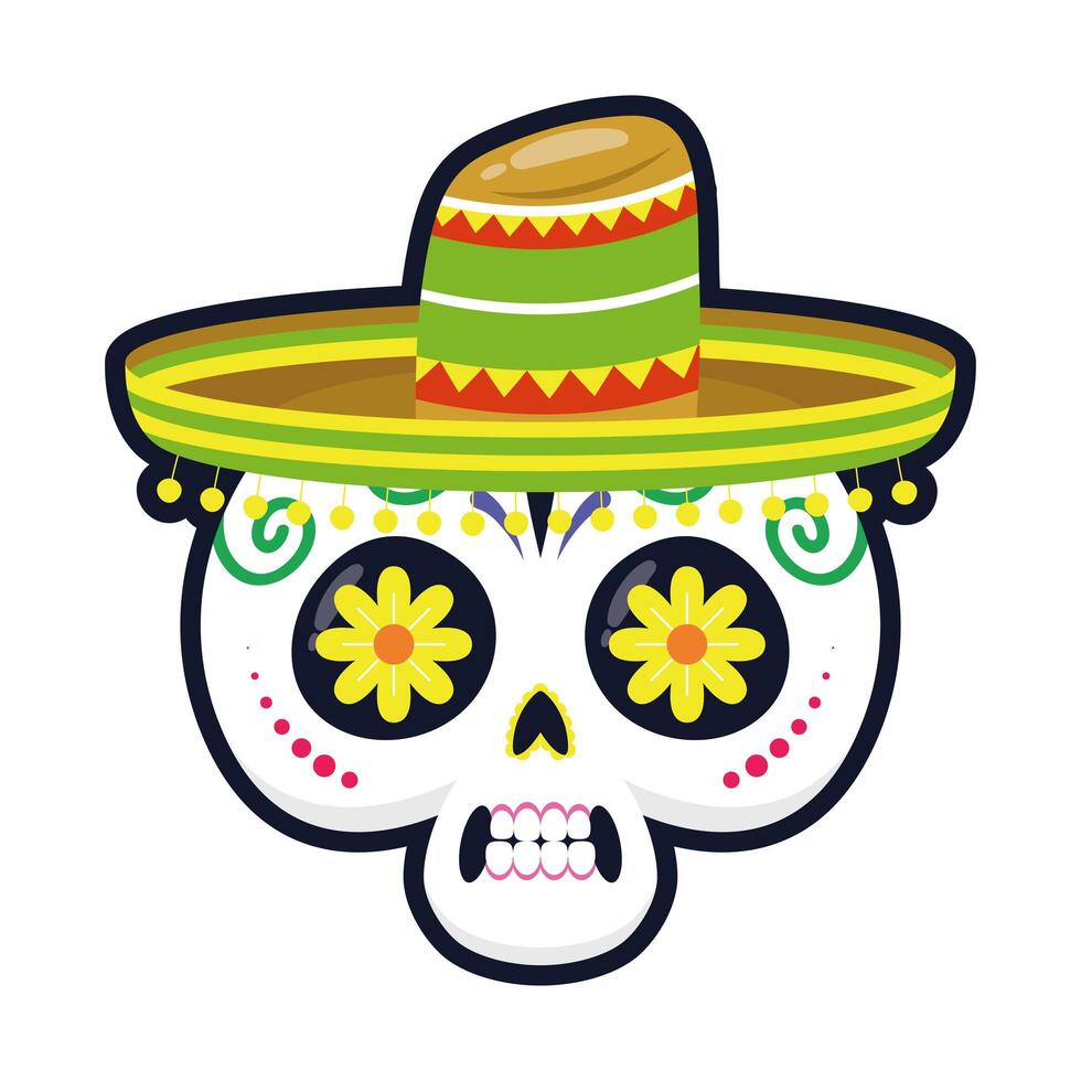 traditional Mexican skull head vector