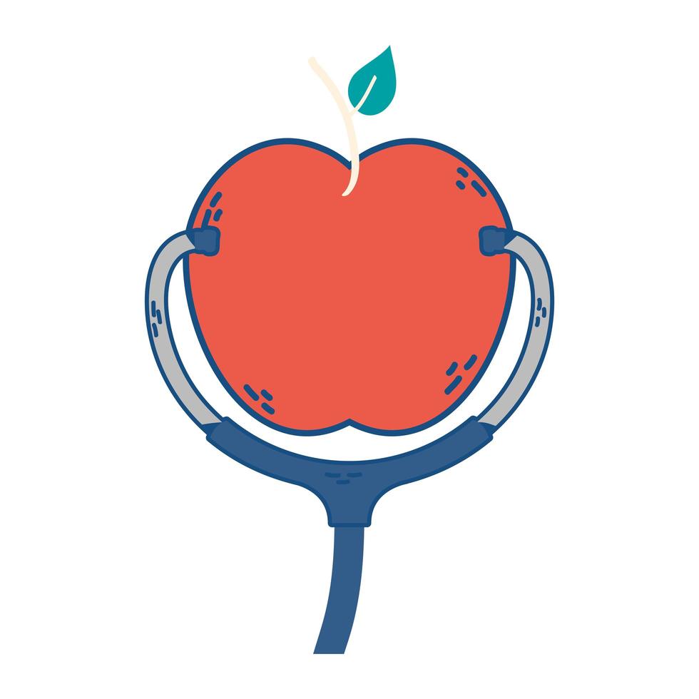 icono de manzana fruta fresca saludable vector