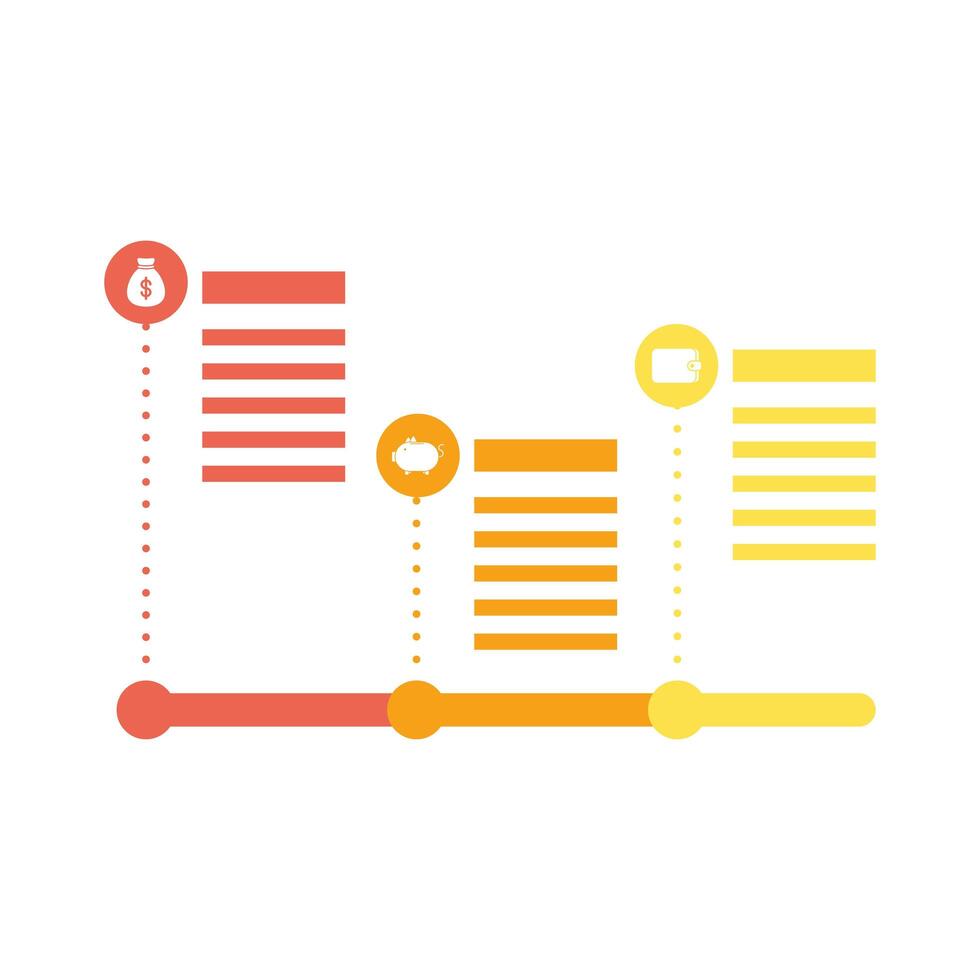 iconos financieros y barras infografías estadísticas estilo plano vector