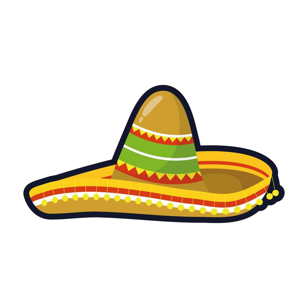 traditional Mexican mariachi hat flat style icon vector illustration design