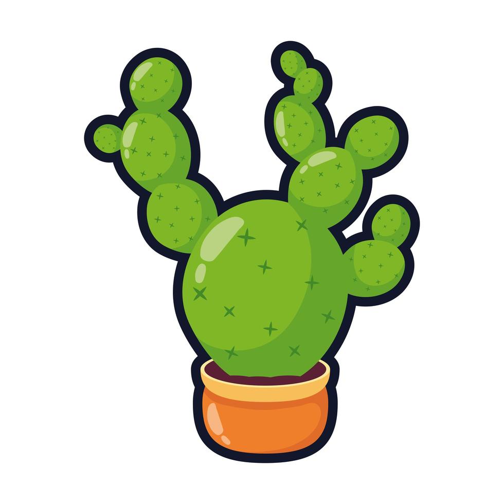 cactus Mexican plant in ceramic pot flat style icon vector illustration design