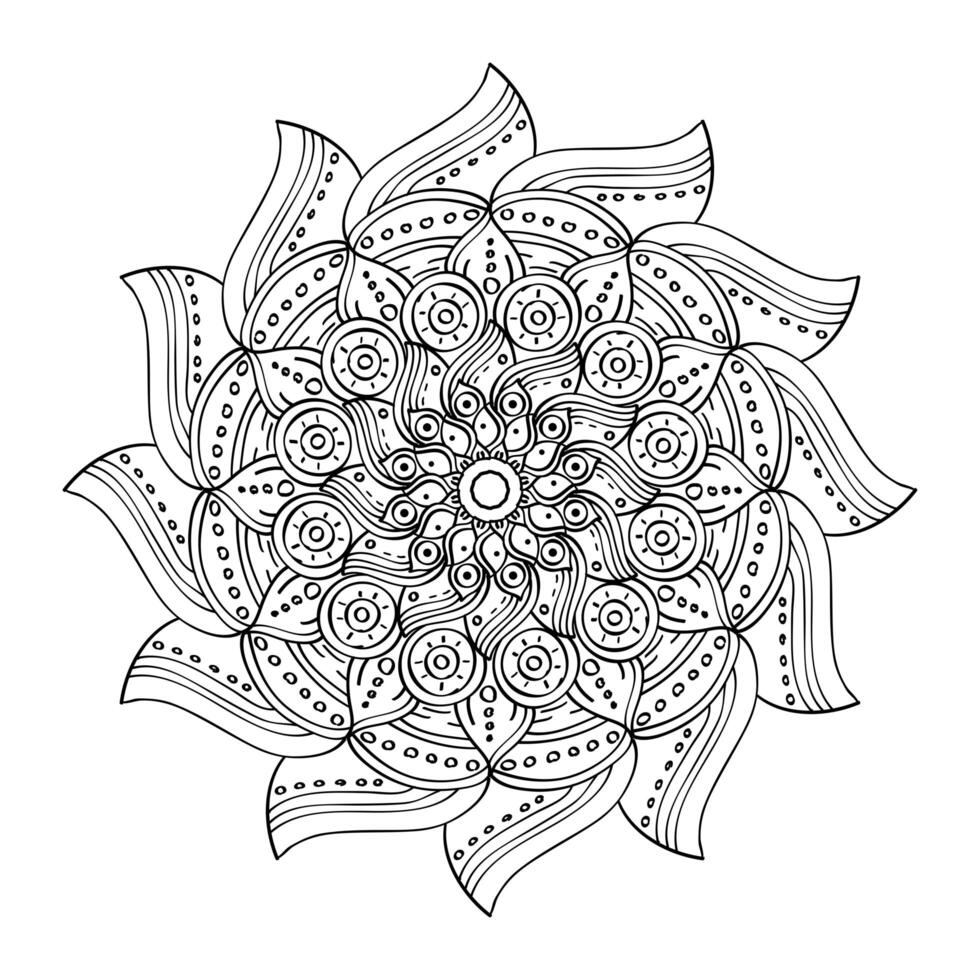 floral mandala Diwali decoration drawn monochrome icon vector illustration design