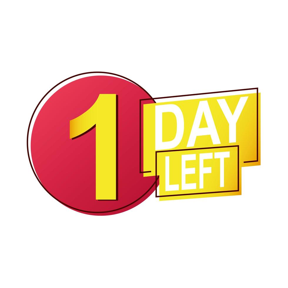 one day left sale countdown badge vector