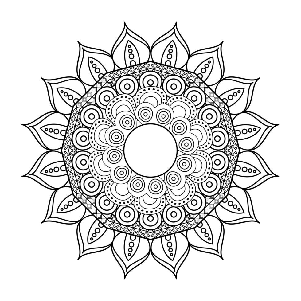floral mandala Diwali decoration drawn monochrome icon vector illustration design