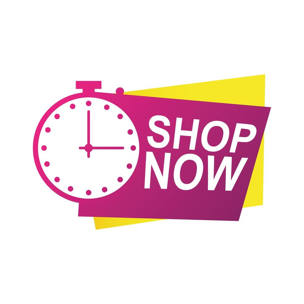 shop now countdown badge with chronometer vector