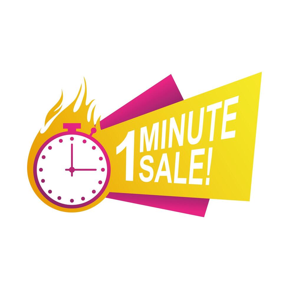 Insignia de cuenta regresiva de venta de un minuto con cronometro 1839878 Vector en Vecteezy