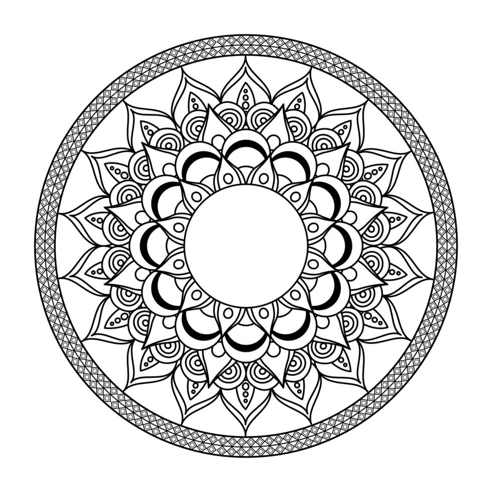 floral mandala Diwali decoration drawn monochrome icon vector illustration design