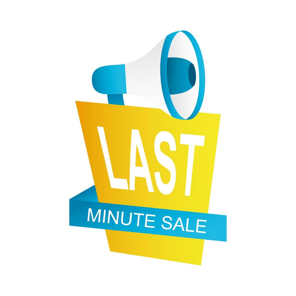 last minute sale countdown badge with megaphone vector