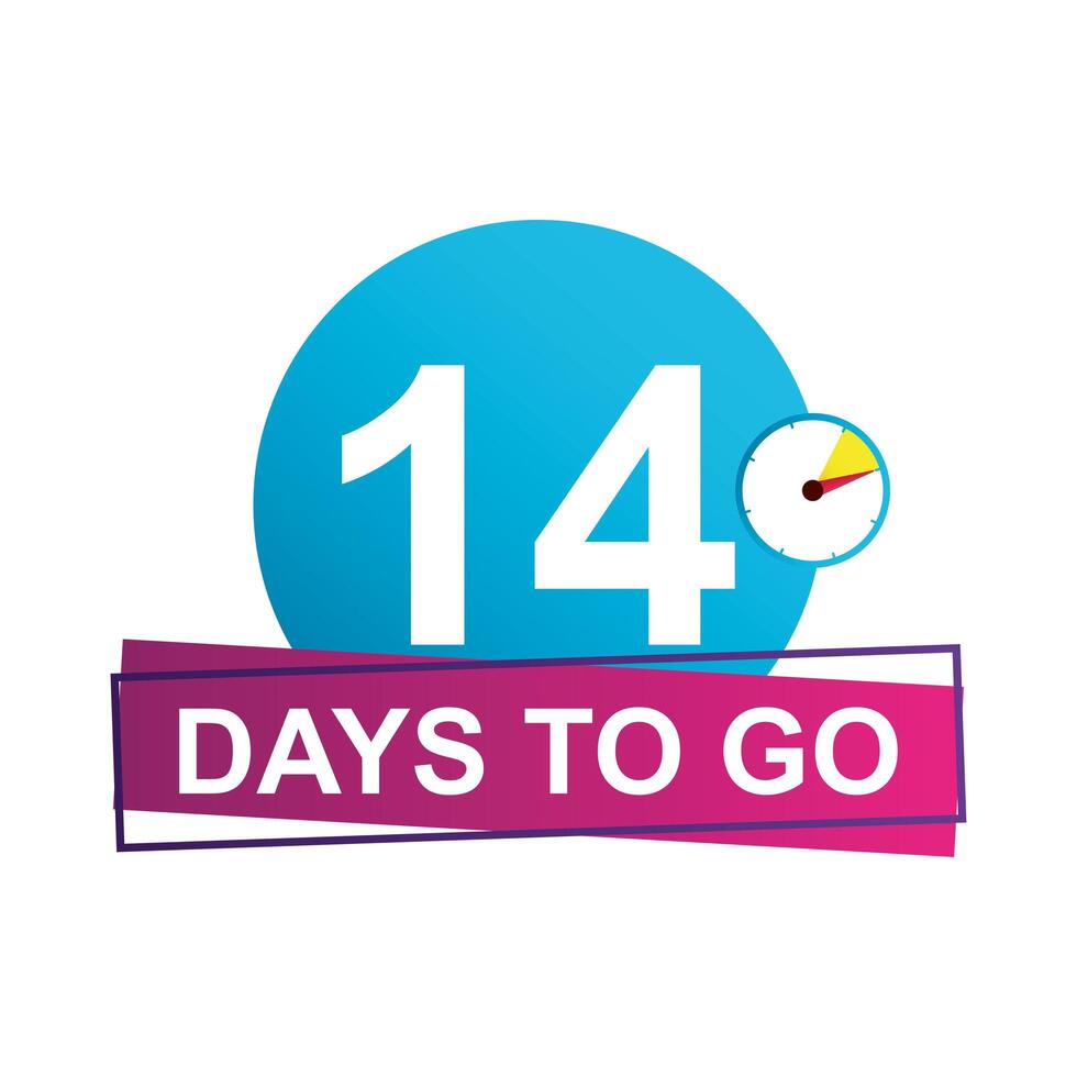 14 days to go sale countdown badge vector