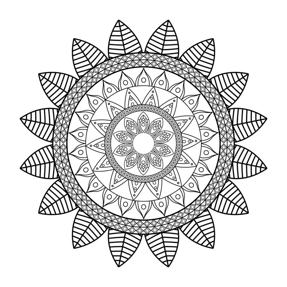 floral mandala Diwali decoration drawn monochrome icon vector illustration design