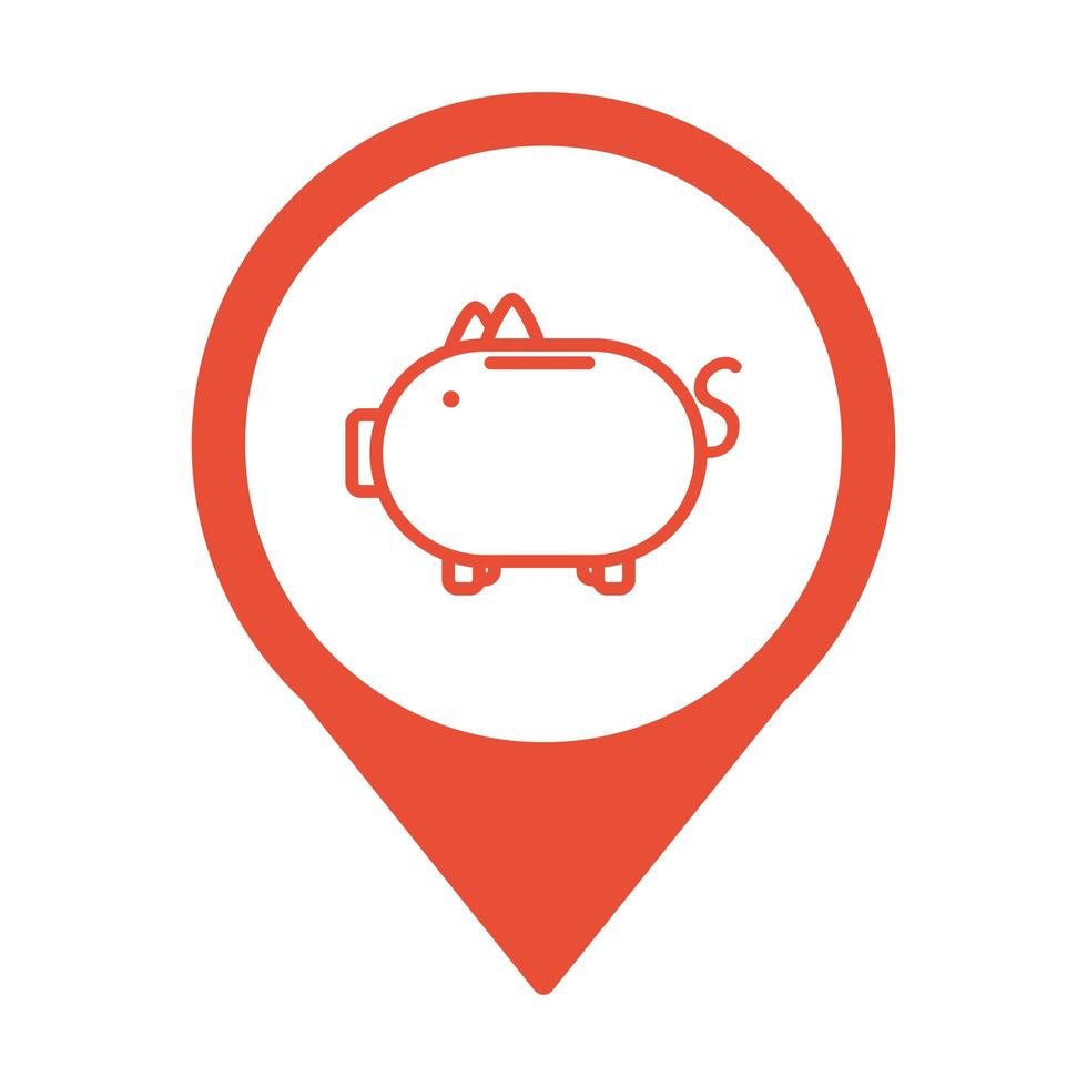 piggy savings money in pin location vector