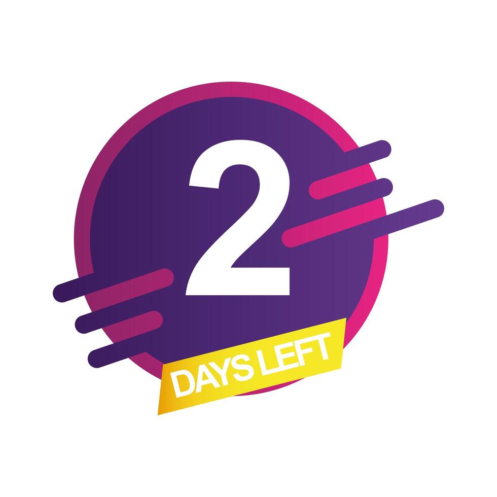 two days left sale countdown badge vector