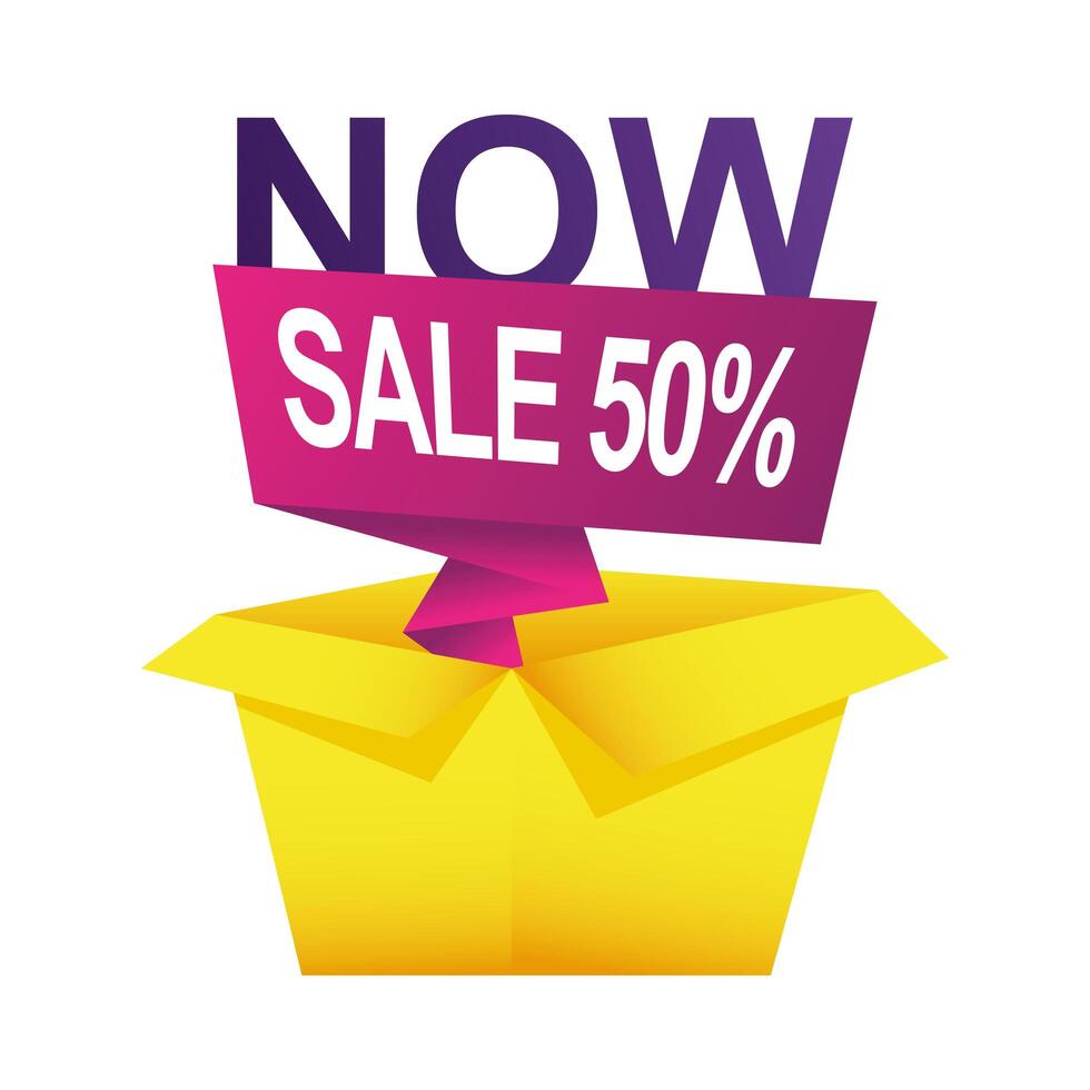 sale fifty percent countdown badge with box vector