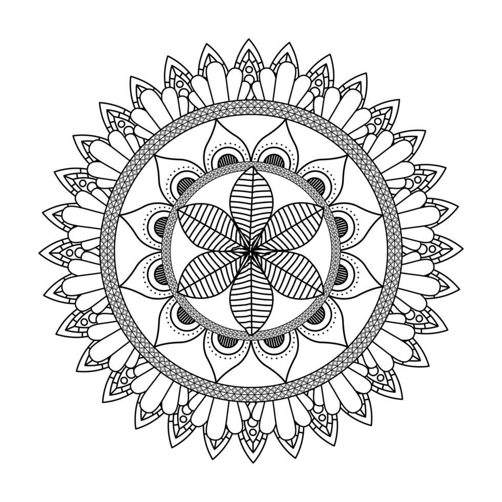 floral mandala Diwali decoration drawn monochrome icon vector illustration design