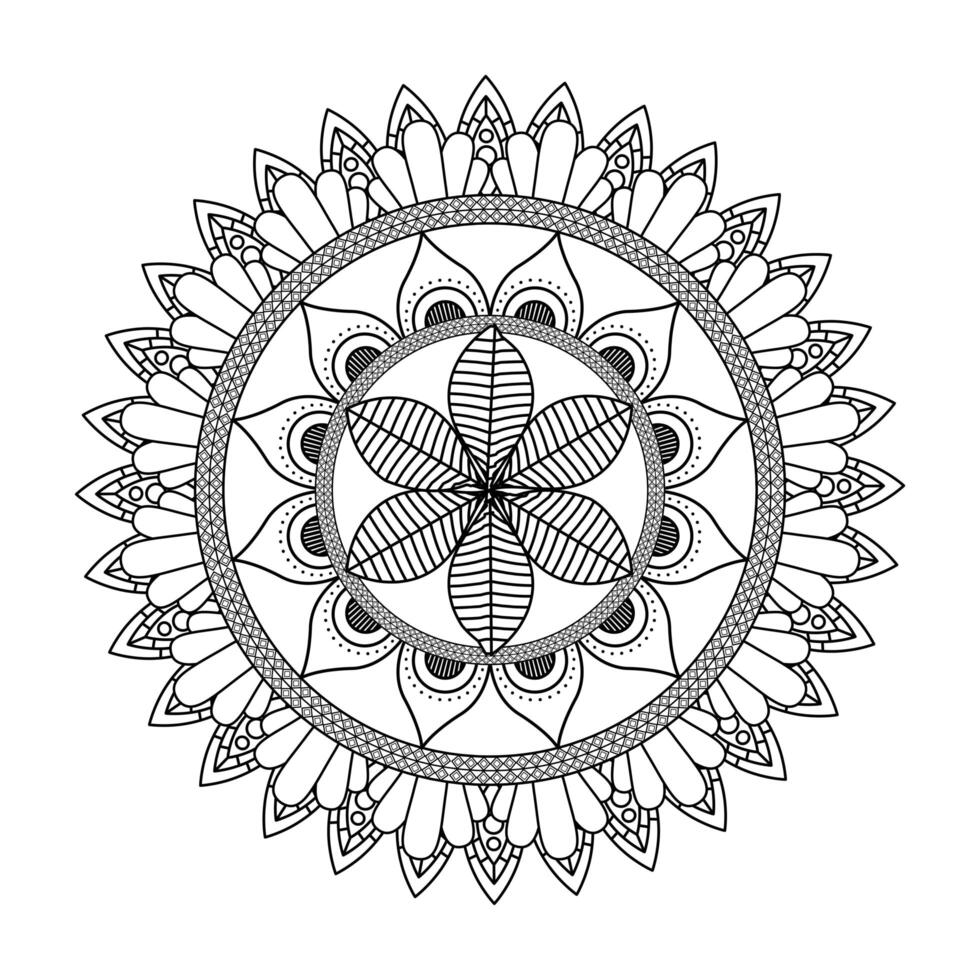 floral mandala Diwali decoration drawn monochrome icon vector illustration design