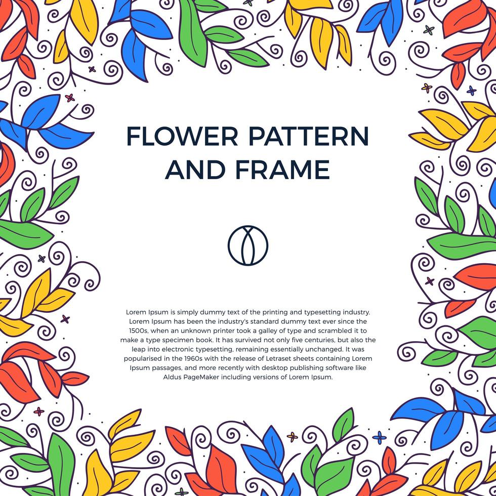 borde de marco florístico colorido dibujado a mano vector